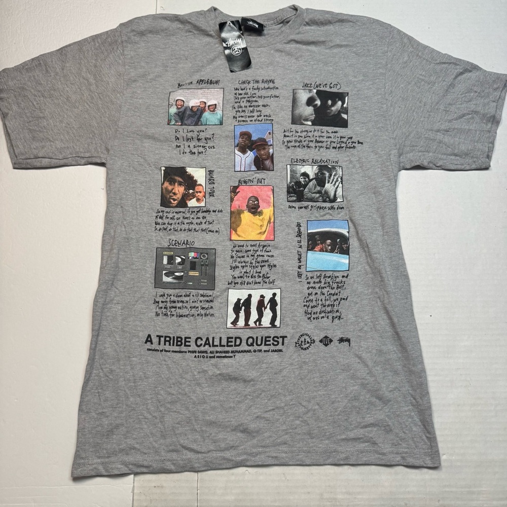 STUSSY x A TRIBE CALLED QUEST Collage Tee in Hthr. Grey Size: M New W/ Tag